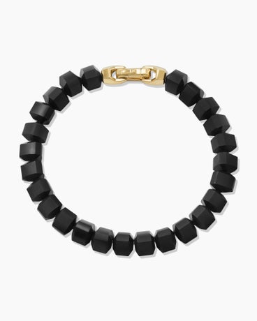 Spiritual Beads Bracelet in Black Onyx with 18K Yellow Gold, 8mm
