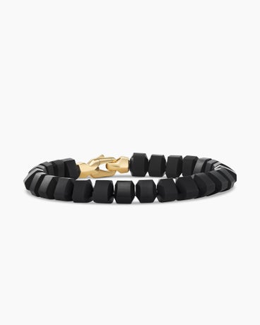 Spiritual Beads Bracelet in Black Onyx with 18K Yellow Gold, 8mm
