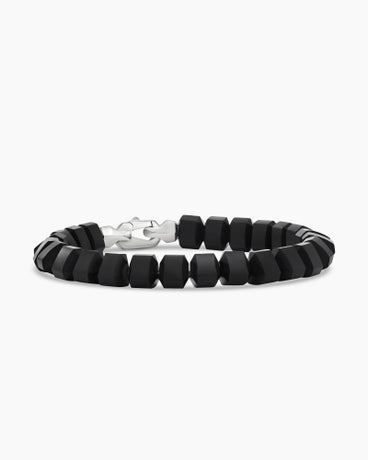 Spiritual Beads Bracelet in Sterling Silver with Black Onyx, 8mm