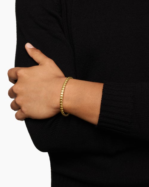 Mens Spiritual Beads Tile Bracelet in 18K Yellow Gold, 4.7mm