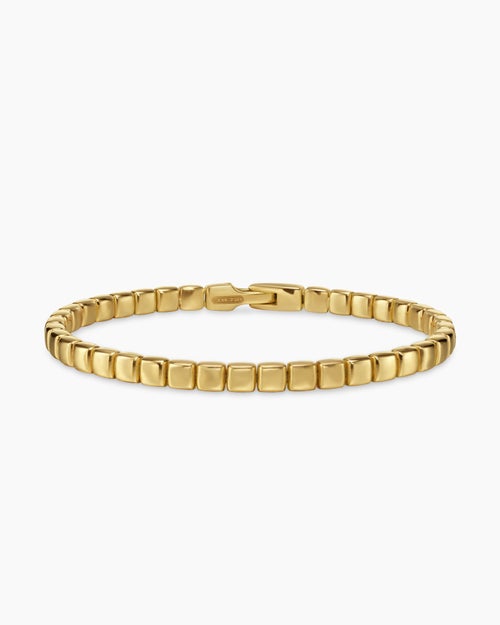 Mens Spiritual Beads Tile Bracelet in 18K Yellow Gold, 4.7mm