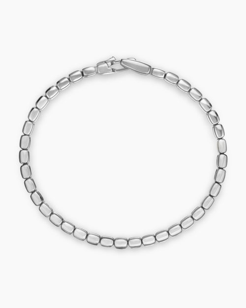Mens Spiritual Beads Tile Bracelet in 18K White Gold, 4.7mm