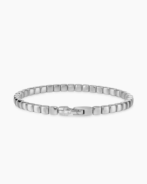 Mens Spiritual Beads Tile Bracelet in 18K White Gold, 4.7mm
