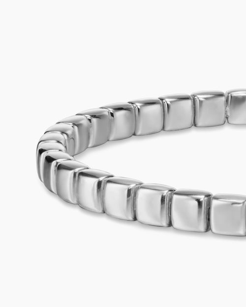 Mens Spiritual Beads Tile Bracelet in 18K White Gold, 4.7mm