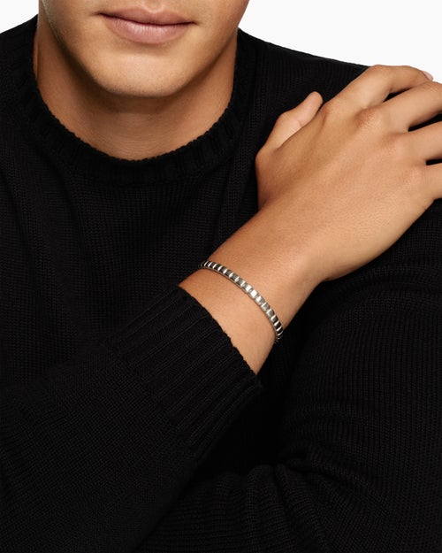 Mens Spiritual Beads Tile Bracelet in 18K White Gold, 4.7mm
