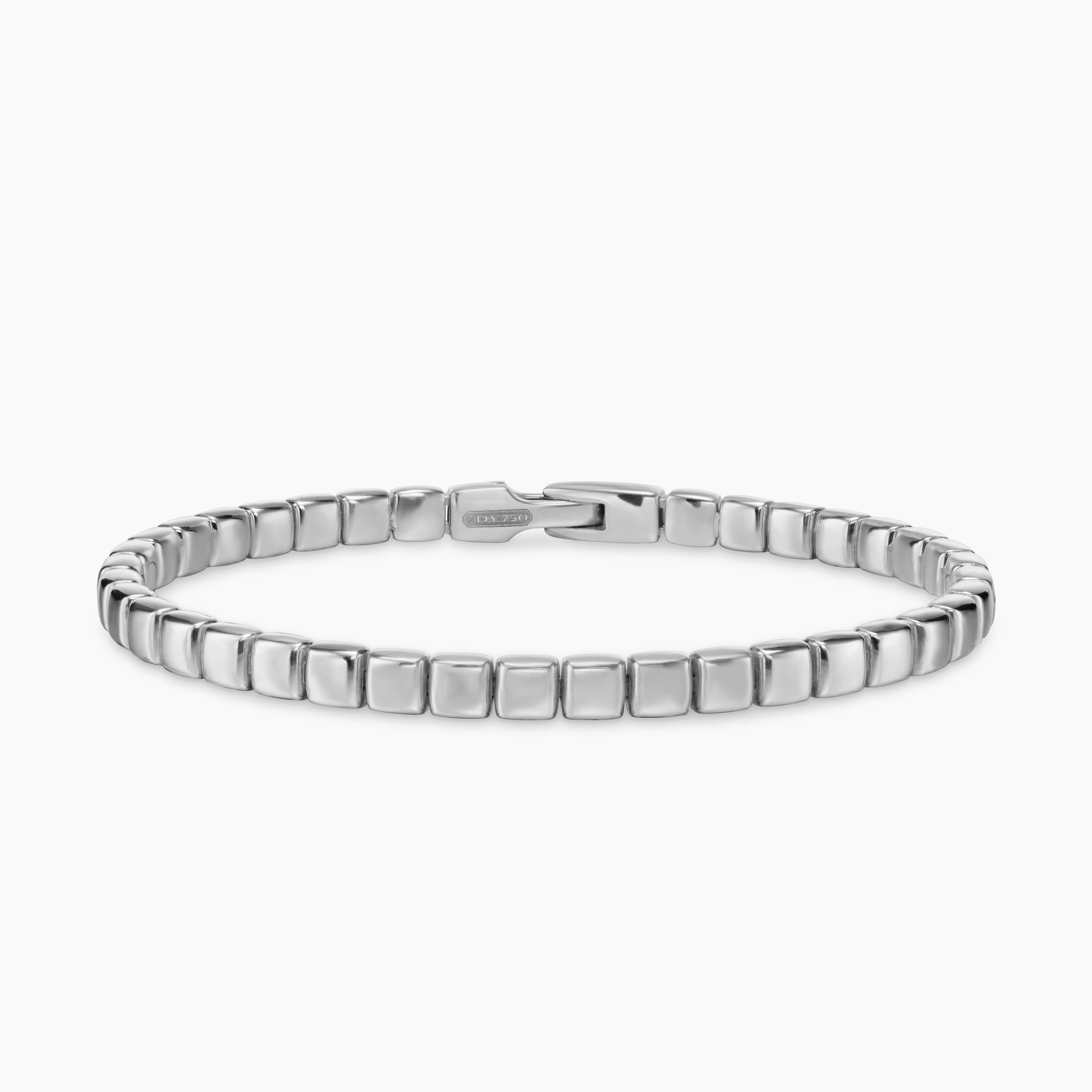 Mens Spiritual Beads Tile Bracelet in 18K White Gold, 4.7mm
