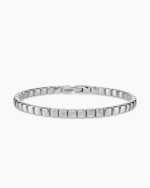Mens Spiritual Beads Tile Bracelet in 18K White Gold, 4.7mm