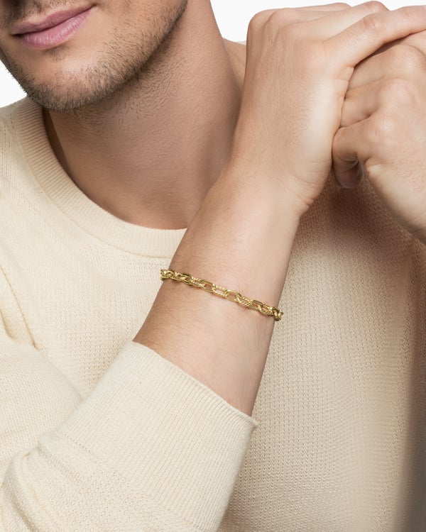 DY Madison® Chain Bracelet in Sterling Silver with 18K Yellow Gold, 6mm