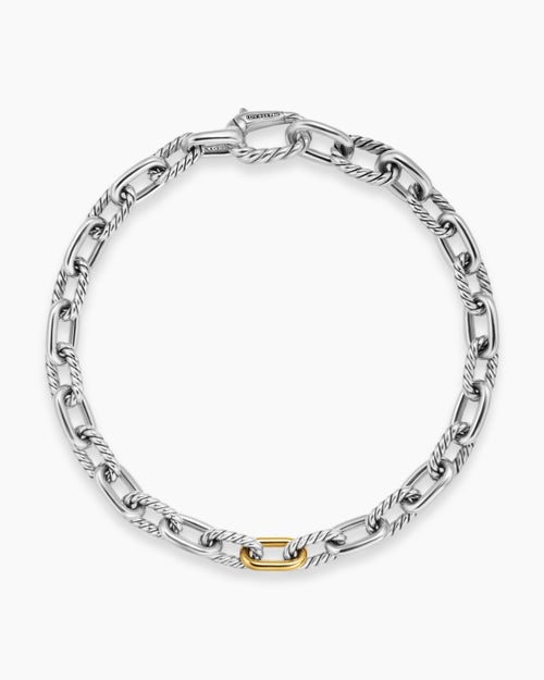 Mens DY Madison® Chain Bracelet in Sterling Silver with 18K Yellow Gold, 6mm