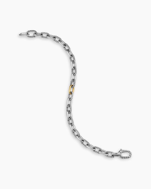 Mens DY Madison Chain Bracelet in Sterling Silver with 18K Yellow Gold, 6mm