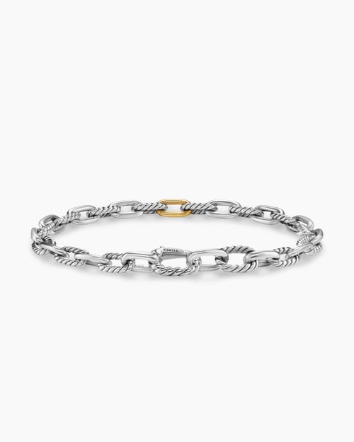 Mens DY Madison® Chain Bracelet in Sterling Silver with 18K Yellow Gold, 6mm
