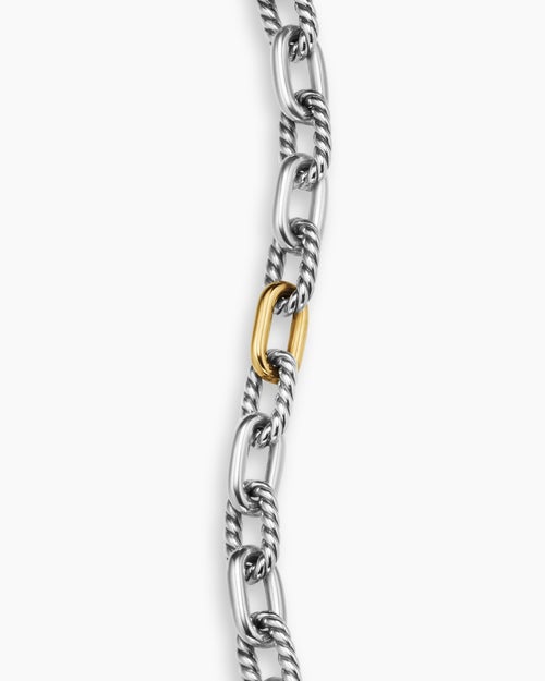 Mens DY Madison® Chain Bracelet in Sterling Silver with 18K Yellow Gold, 6mm
