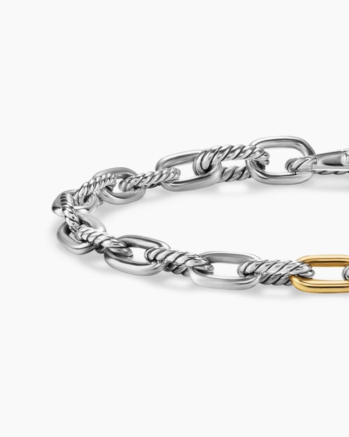 Mens DY Madison® Chain Bracelet in Sterling Silver with 18K Yellow Gold, 6mm