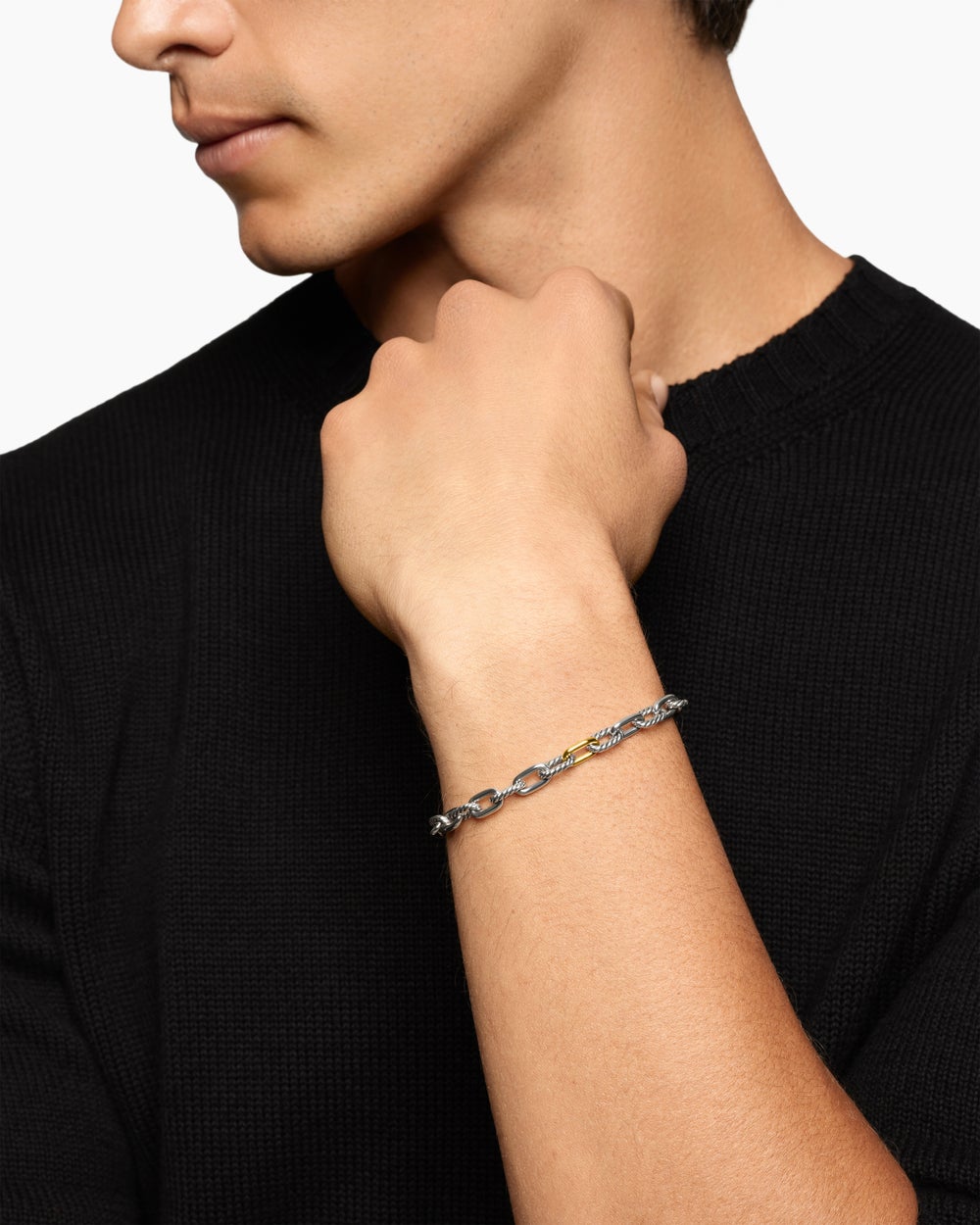 Bracelet chaîne DY Madison en argent sterling avec or jaune 18 carats, 6 mm hommes