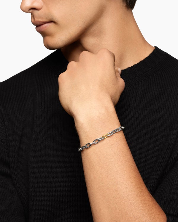 DY Madison® Chain Bracelet in Sterling Silver with 18K Yellow Gold, 6mm