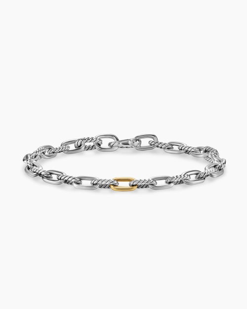 Mens DY Madison® Chain Bracelet in Sterling Silver with 18K Yellow Gold, 6mm