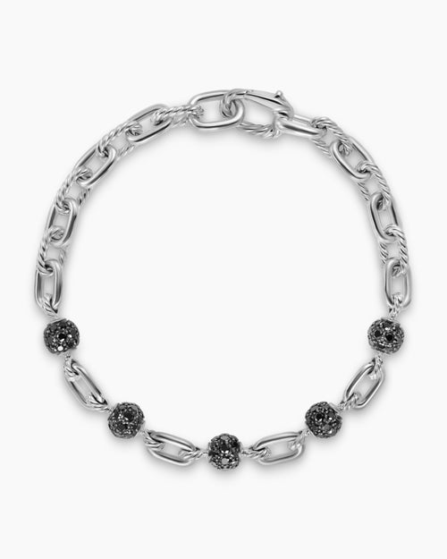 Mens DY Madison® Chain Bracelet in Sterling Silver with Black Diamonds, 6mm