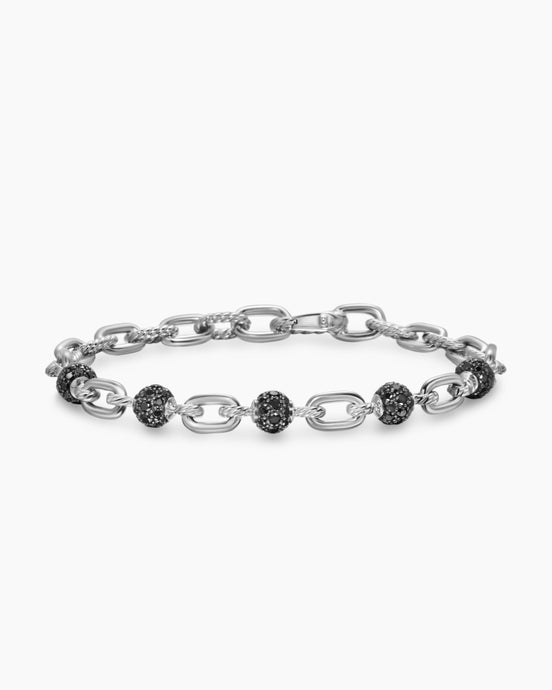 DY Madison® Chain Bracelet in Sterling Silver with Black Diamonds, 6mm