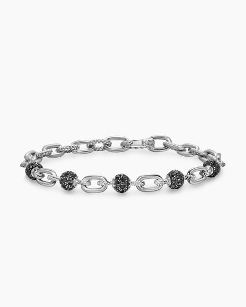 Mens DY Madison® Chain Bracelet in Sterling Silver with Black Diamonds, 6mm