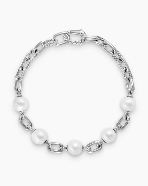Mens DY Madison® Chain Bracelet in Sterling Silver with Pearls, 6mm