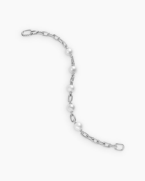 Mens DY Madison® Chain Bracelet in Sterling Silver with Pearls, 6mm