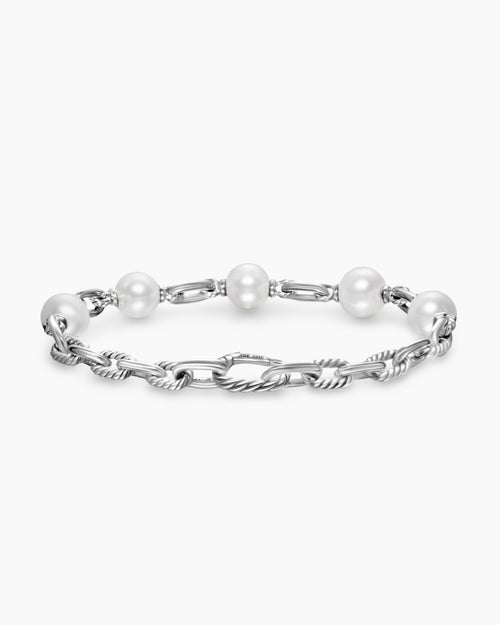 Mens DY Madison® Chain Bracelet in Sterling Silver with Pearls, 6mm