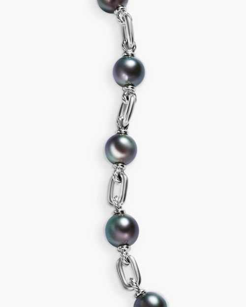 Mens DY Madison® Chain Bracelet in Sterling Silver with Grey Pearls, 6mm