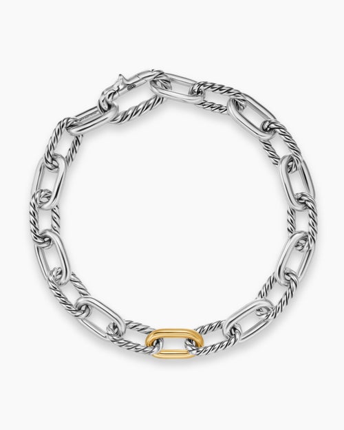 Mens DY Madison® Chain Bracelet in Sterling Silver with 18ct Yellow Gold, 8.5mm