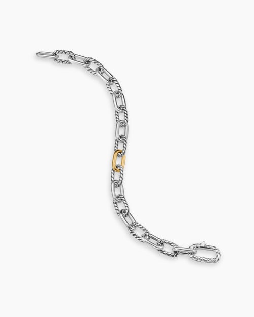 Mens DY Madison® Chain Bracelet in Sterling Silver with 18ct Yellow Gold, 8.5mm