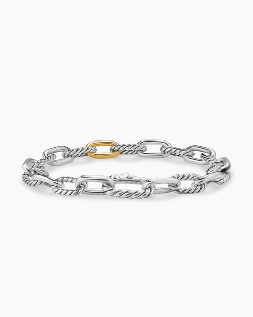 Mens DY Madison® Chain Bracelet in Sterling Silver with 18K Yellow Gold, 8.5mm