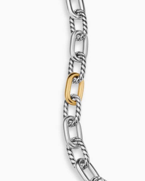 Mens DY Madison® Chain Bracelet in Sterling Silver with 18ct Yellow Gold, 8.5mm