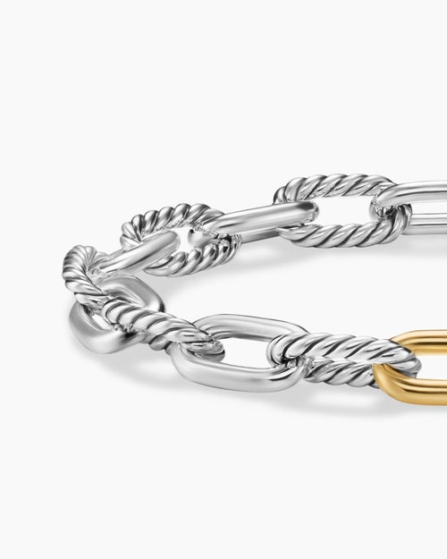 Mens DY Madison® Chain Bracelet in Sterling Silver with 18ct Yellow Gold, 8.5mm