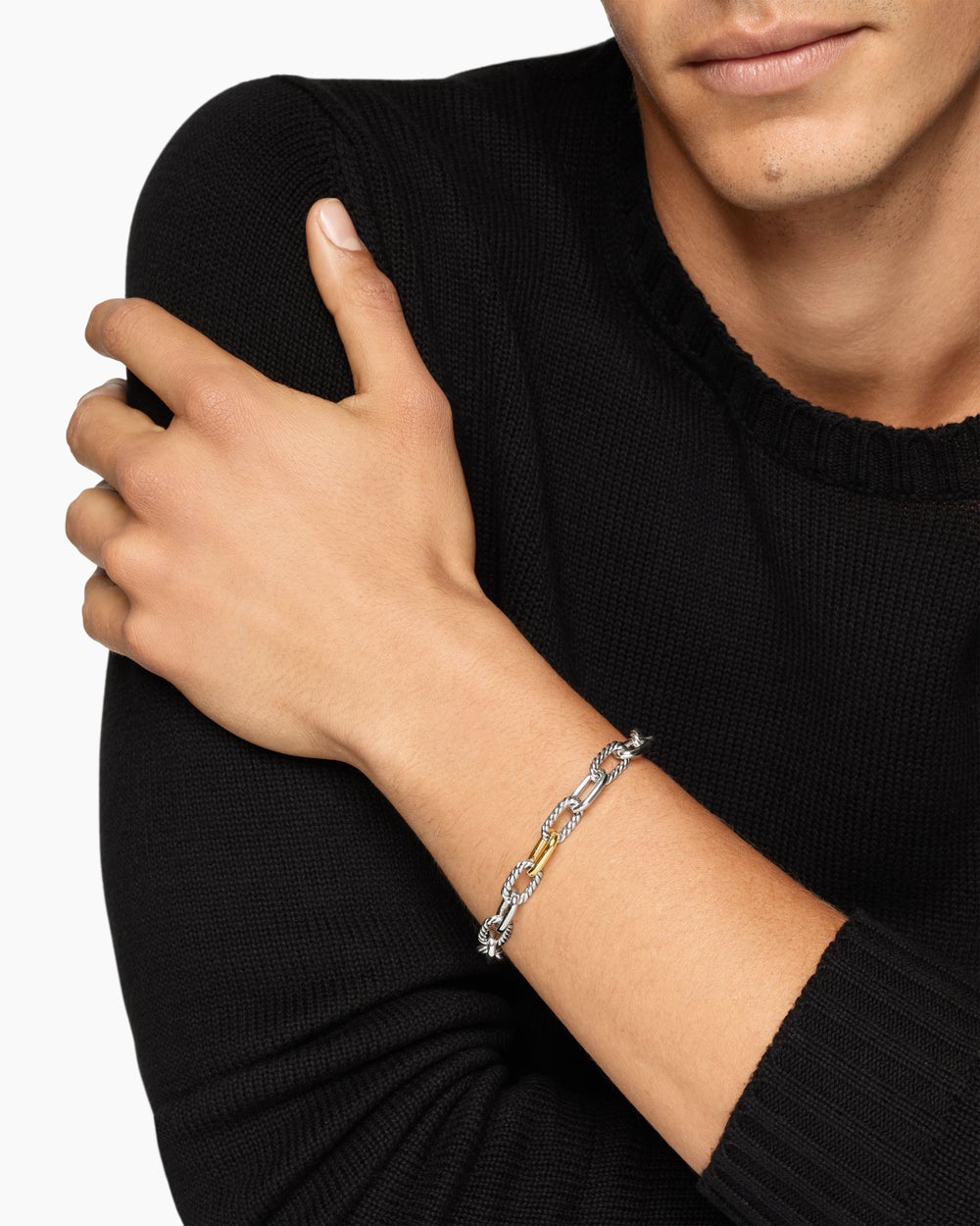 Bracelet chaîne DY Madison en argent sterling avec or jaune 18 carats, 8,5 mm hommes