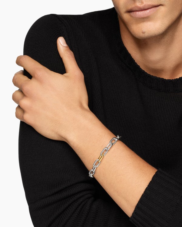 DY Madison® Chain Bracelet in Sterling Silver with 18K Yellow Gold, 8.5mm