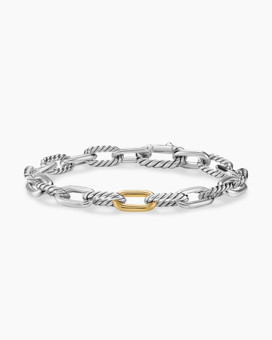 DY Madison® Chain Bracelet in Sterling Silver with 18K Yellow Gold, 8.5mm