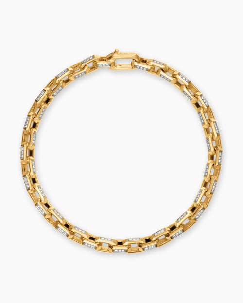 Mens Streamline® Link Bracelet in 18K Yellow Gold with Diamonds, 5.5mm