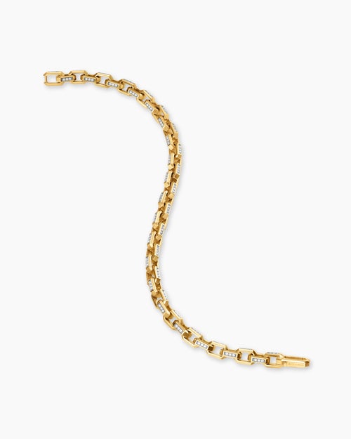 Mens Streamline® Link Bracelet in 18K Yellow Gold with Diamonds, 5.5mm