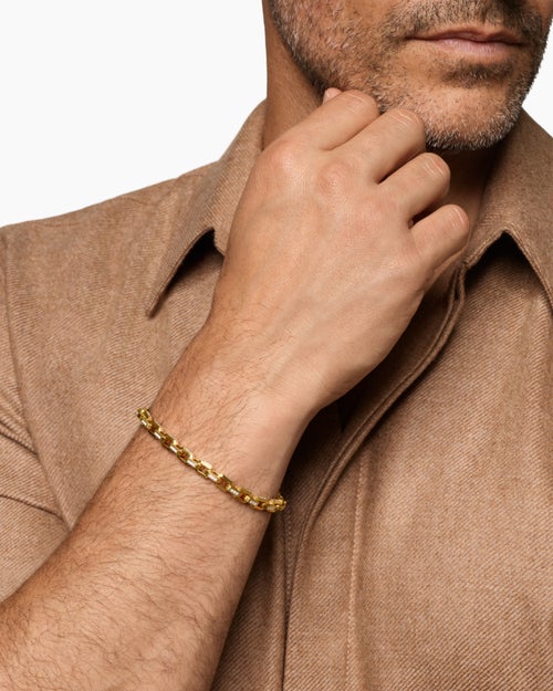 Mens Streamline® Link Bracelet in 18K Yellow Gold with Diamonds, 5.5mm