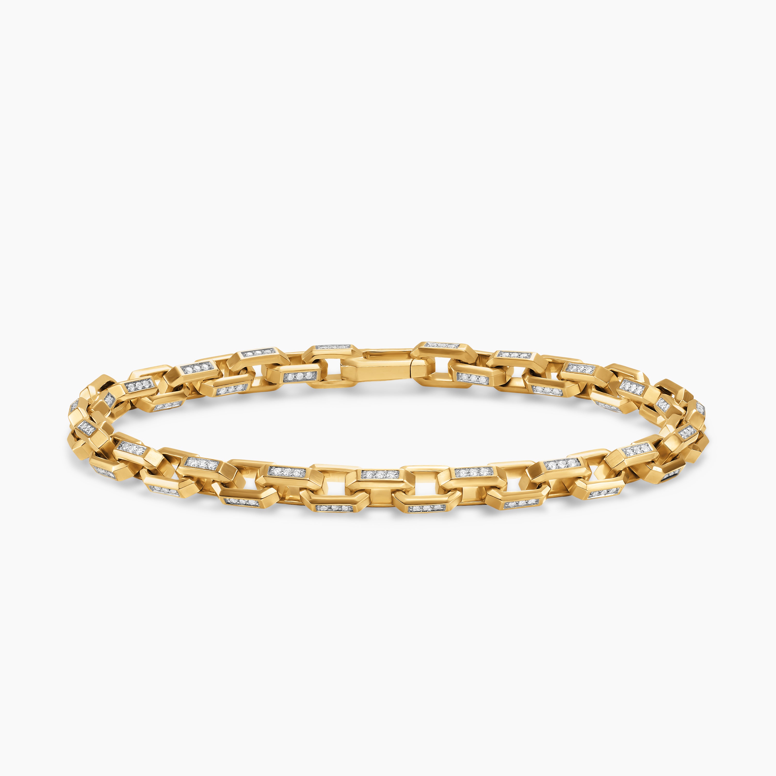 Mens Streamline Link Bracelet in 18K Yellow Gold, 5.5mm