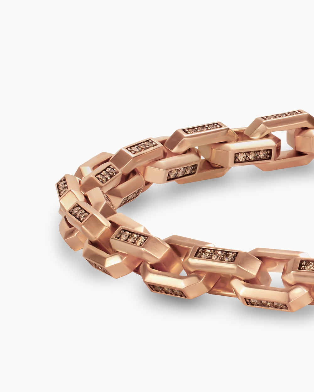 Mens Streamline® Link Bracelet in 18K Rose Gold with Cognac Diamonds, 5.5mm