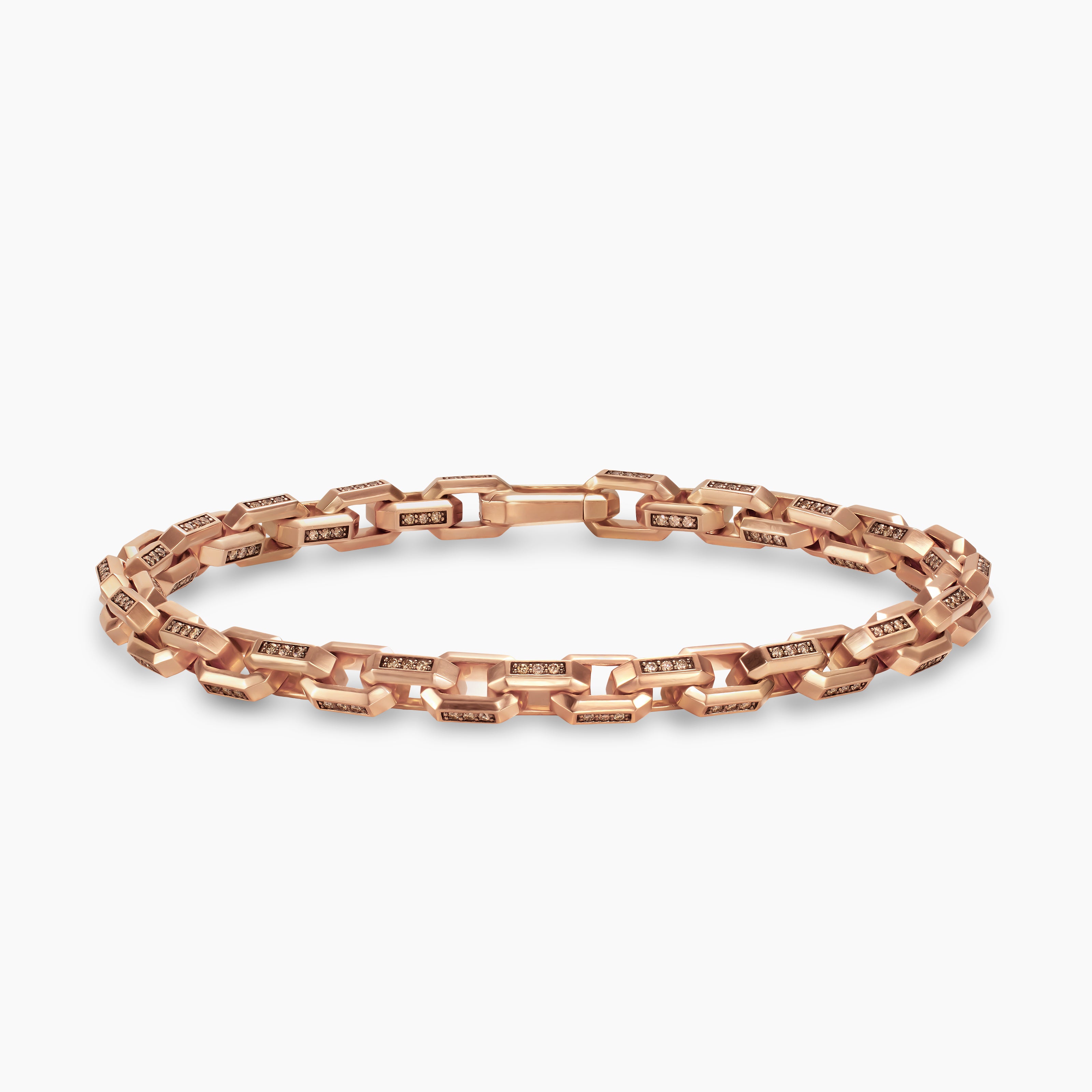 Mens Streamline&reg; Link Bracelet in 18K Rose Gold with Cognac Diamonds, 5.5mm