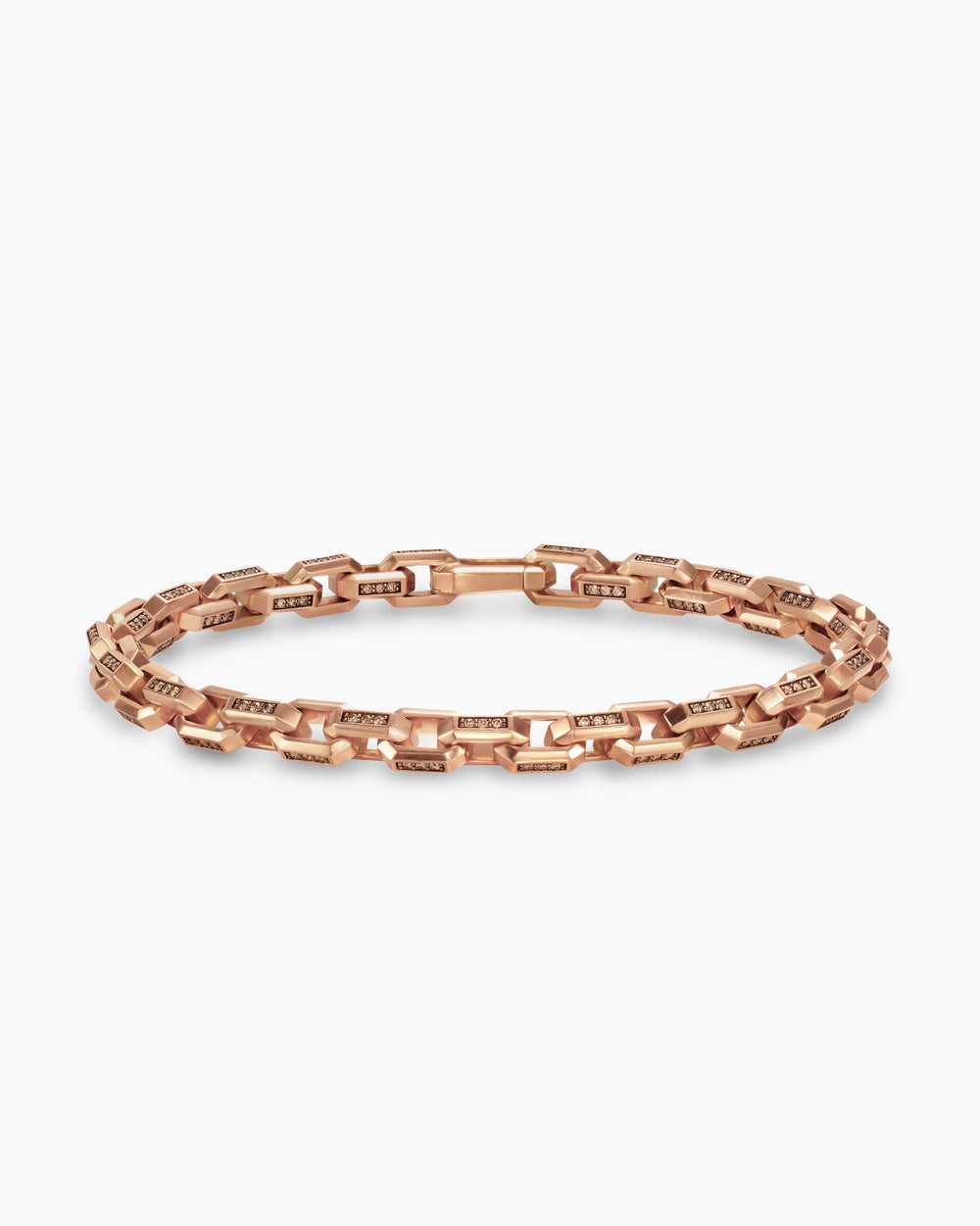 Mens Streamline® Link Bracelet in 18K Rose Gold with Cognac Diamonds, 5.5mm
