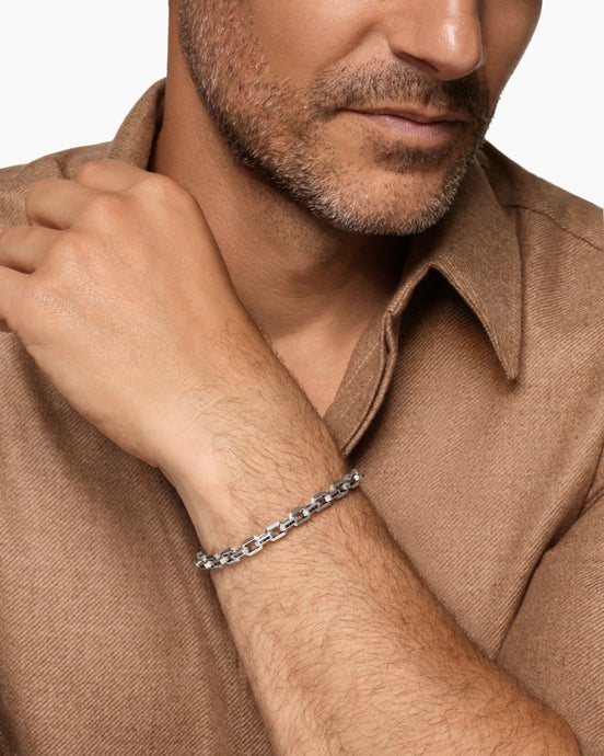 Streamline® Link Bracelet in Sterling Silver with Black Diamonds, 5.5mm