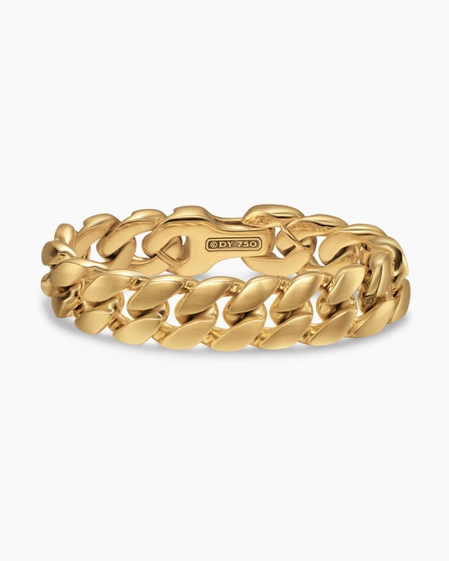 Mens Curb Chain Bracelet in 18K Yellow Gold, 18mm
