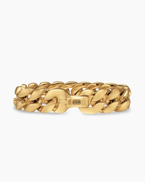 Mens Curb Chain Bracelet in 18K Yellow Gold, 18mm