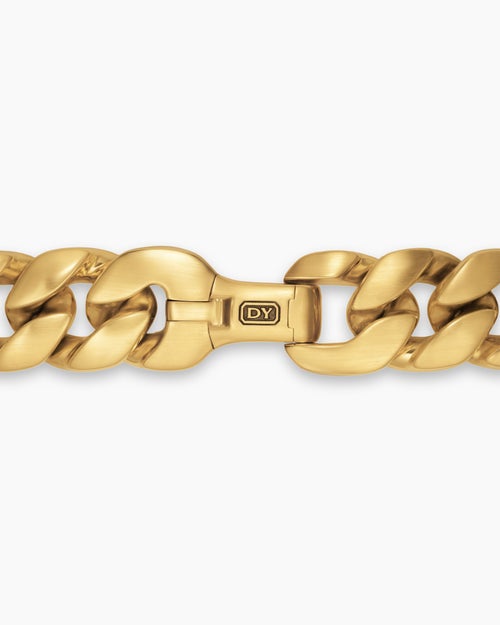 Mens Curb Chain Bracelet in 18K Yellow Gold, 18mm