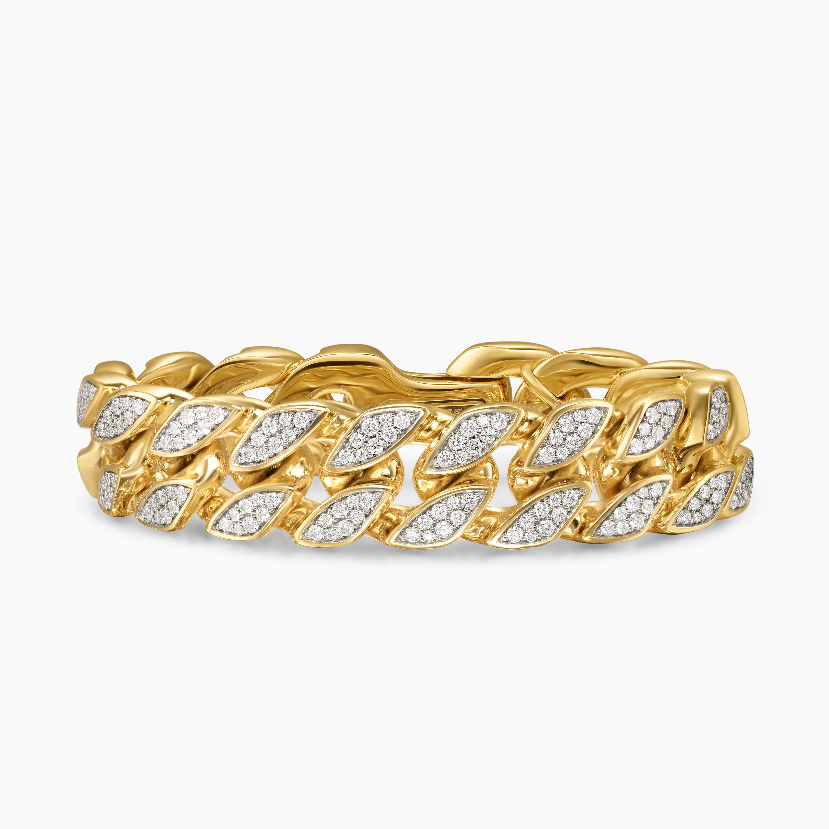 Mens Curb Chain Bracelet in 18K Yellow Gold, 18mm