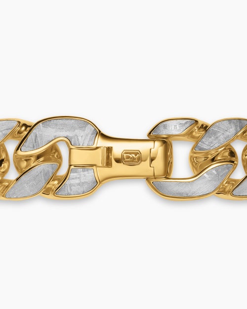 Mens Curb Chain Bracelet in 18K Yellow Gold, 18mm