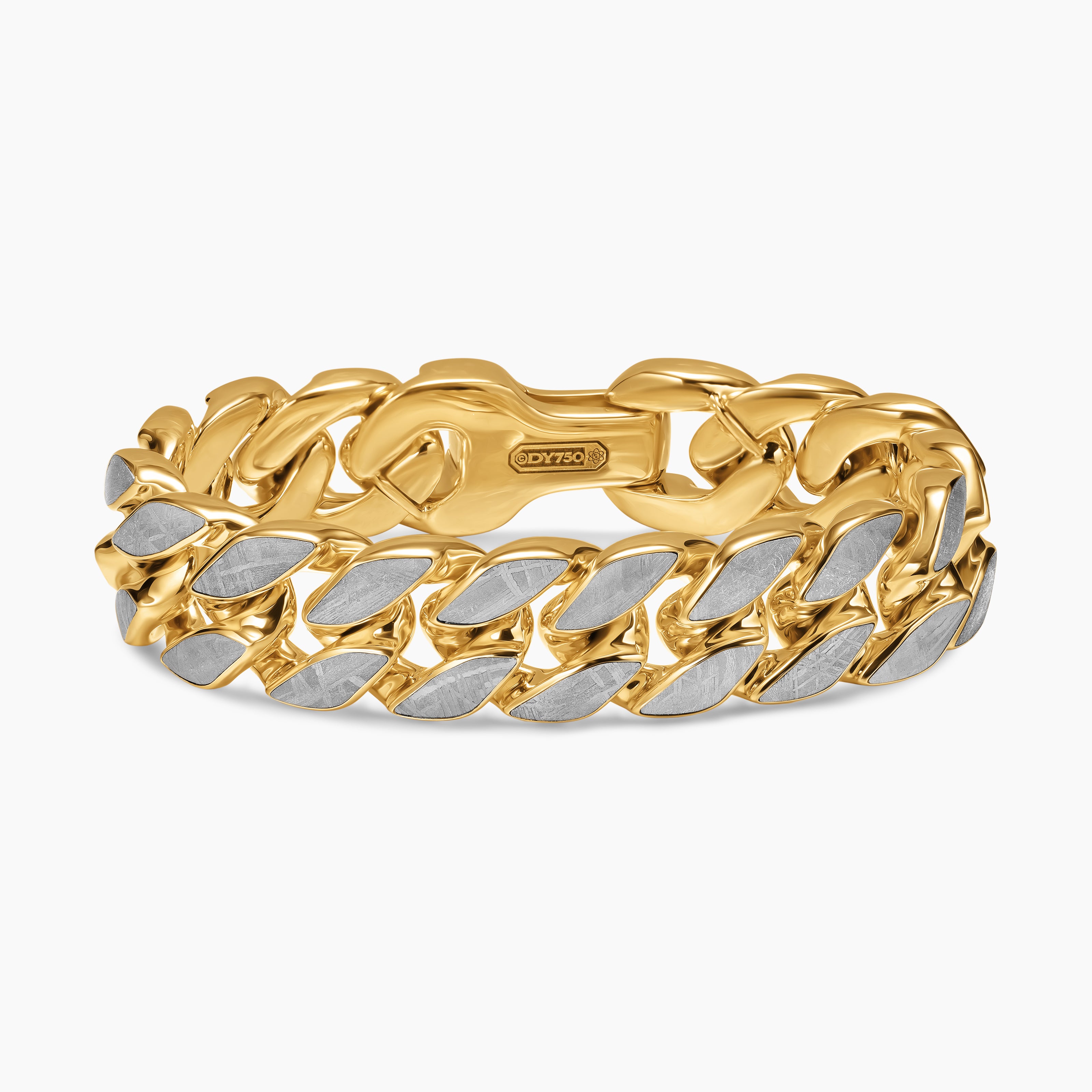 Mens Curb Chain Bracelet in 18K Yellow Gold, 18mm