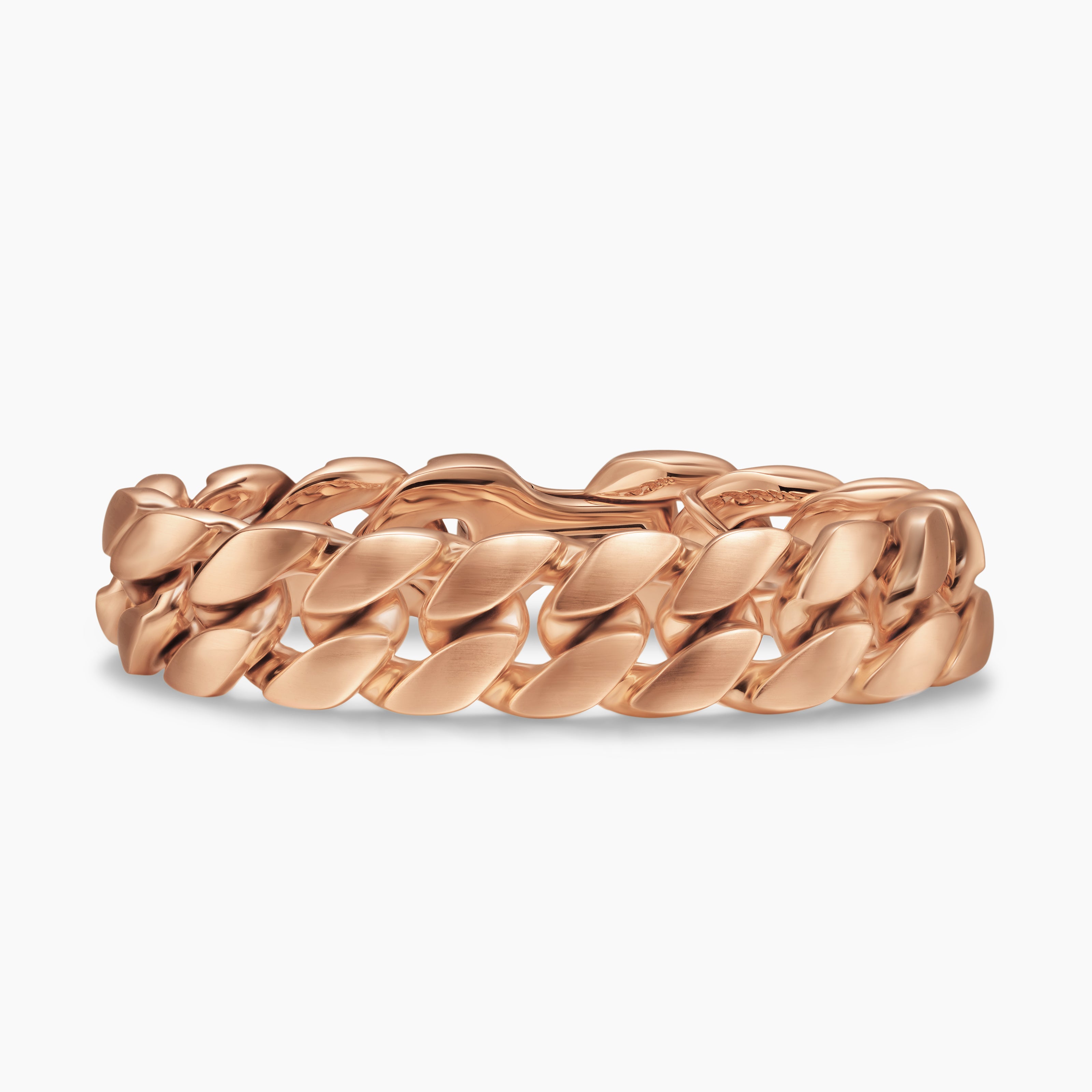 Mens Curb Chain Bracelet in 18K Rose Gold, 18mm